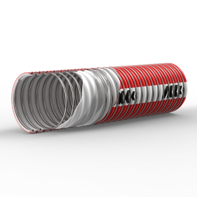 Een rode composiet slang die bestaat uit multi-lagen thermoplastische zuig-persslang