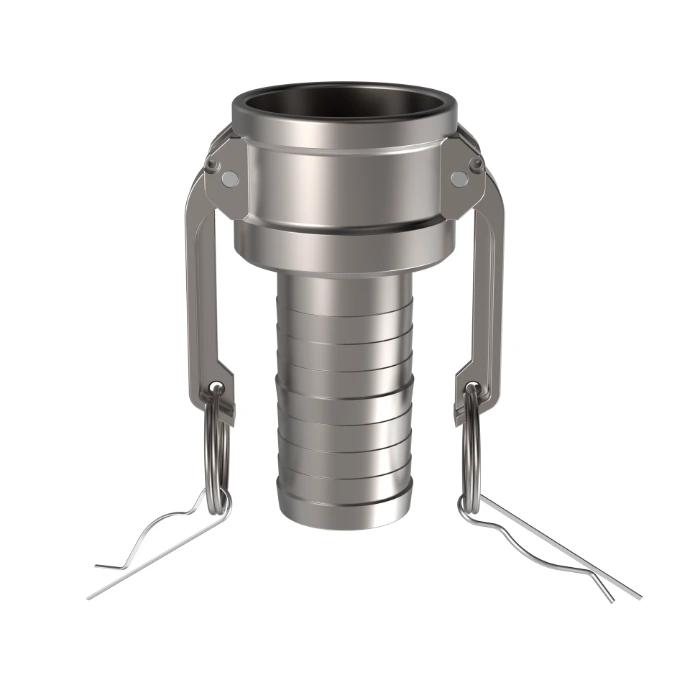 Vooraanzicht van een Camlock type C: Coupler met tule